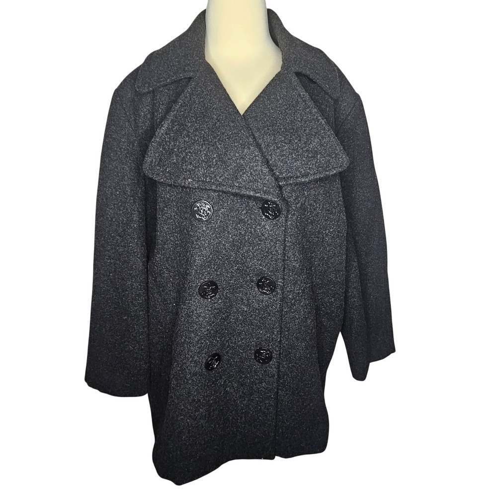 JG‎ Hook Wool Peacoat Charcoal Gray Double Breasted Classic Winter Coat 20WP NEW